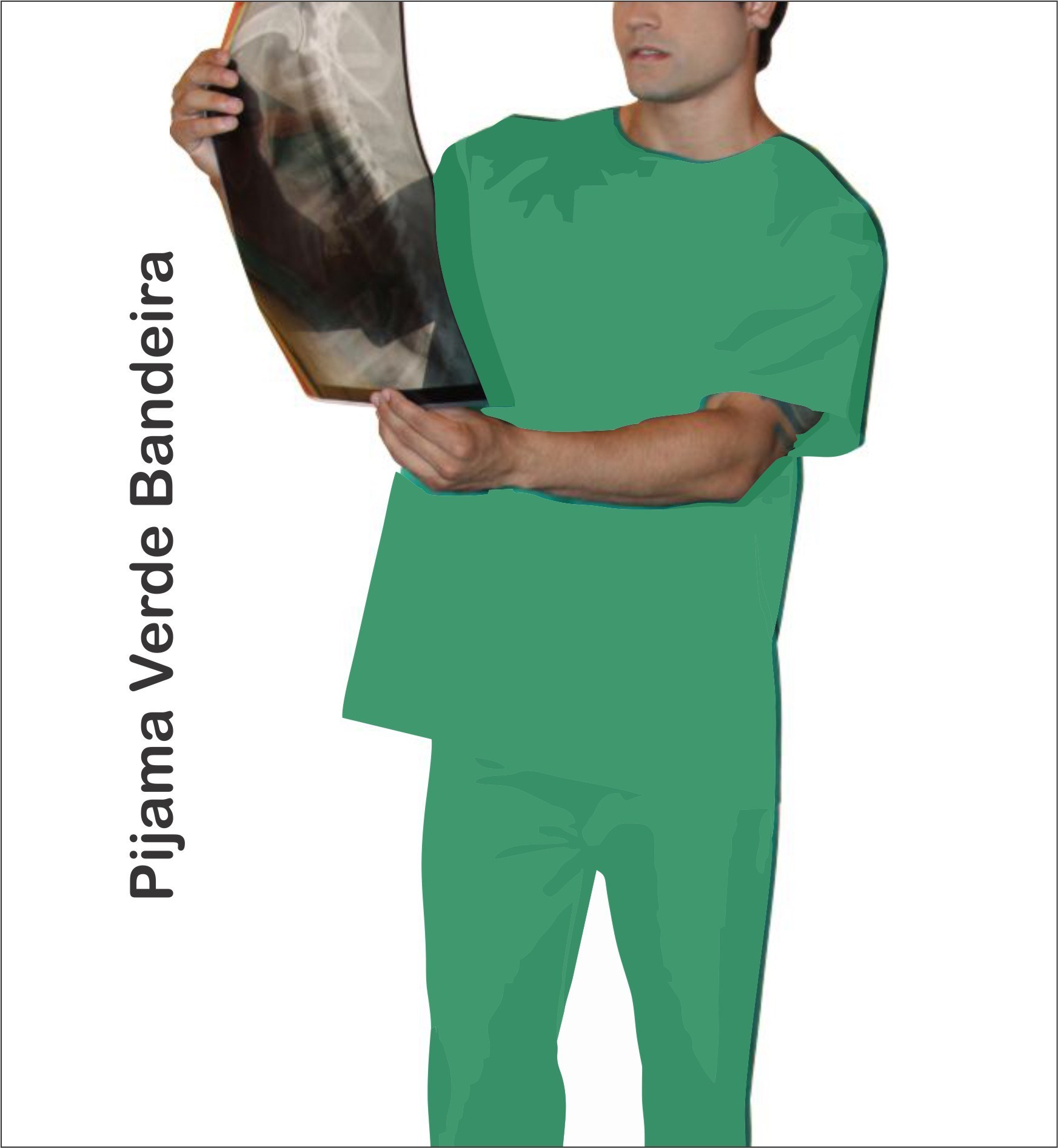 Conjunto Cirúrgico - Verde Bandeira - Brim Pesado - 250 grs/m²  - Sarja - 3x1 - Misto - M