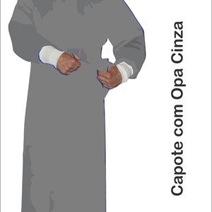 Capote Cirúrgico com Opa - Cinza - Brim Leve - 200 grs/ m² - M