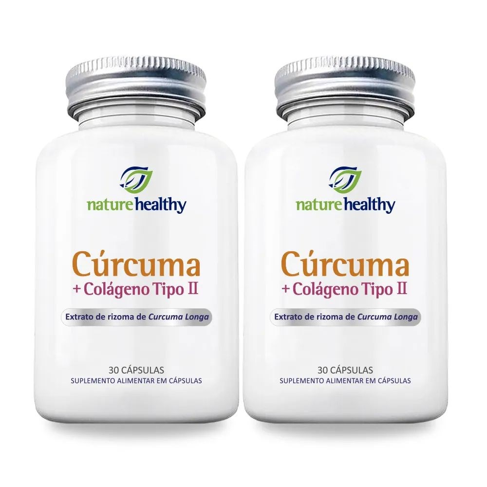Kit c/ 2 Extrato de Cúrcuma Longa 130mg + Colágeno 40mg Tipo 2