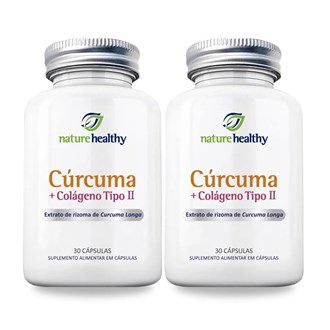 Kit c/ 2 Extrato de Cúrcuma Longa 130mg + Colágeno 40mg Tipo 2