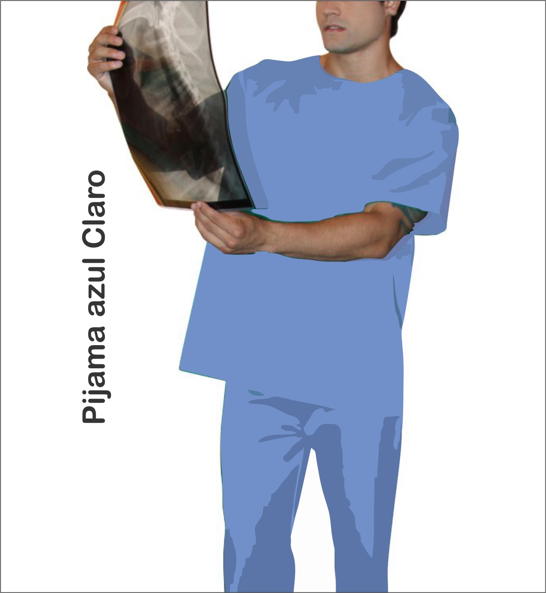 Conjunto Cirúrgico - Azul Claro - Brim Pesado - 250 grs/m²  -  Sarja - 3x1 - 100% Algodão - G