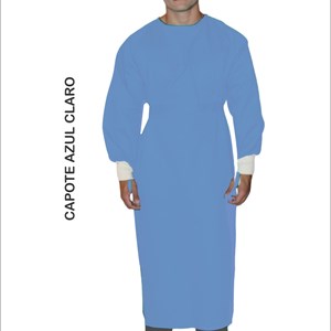 Capote Cirúrgico sem Opa - Azul Claro - Brim Pesado - 250 grs/ m² - Sarja - 3x1 - Misto - G