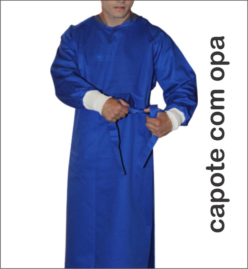 Capote Cirúrgico com Opa - Azul Royal - Brim Pesado - 250 grs/m²  - EG