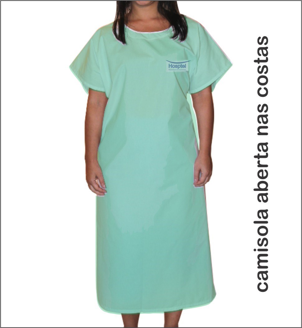 Camisola aberta nas Costas - 140 Fios - Acquaflor Verde - Percal/Cretone - M