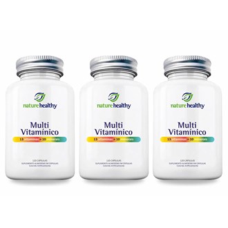 Kit c/ 3 Multivitamínico A/Z c/ 13 Vitaminas + 10 Minerais