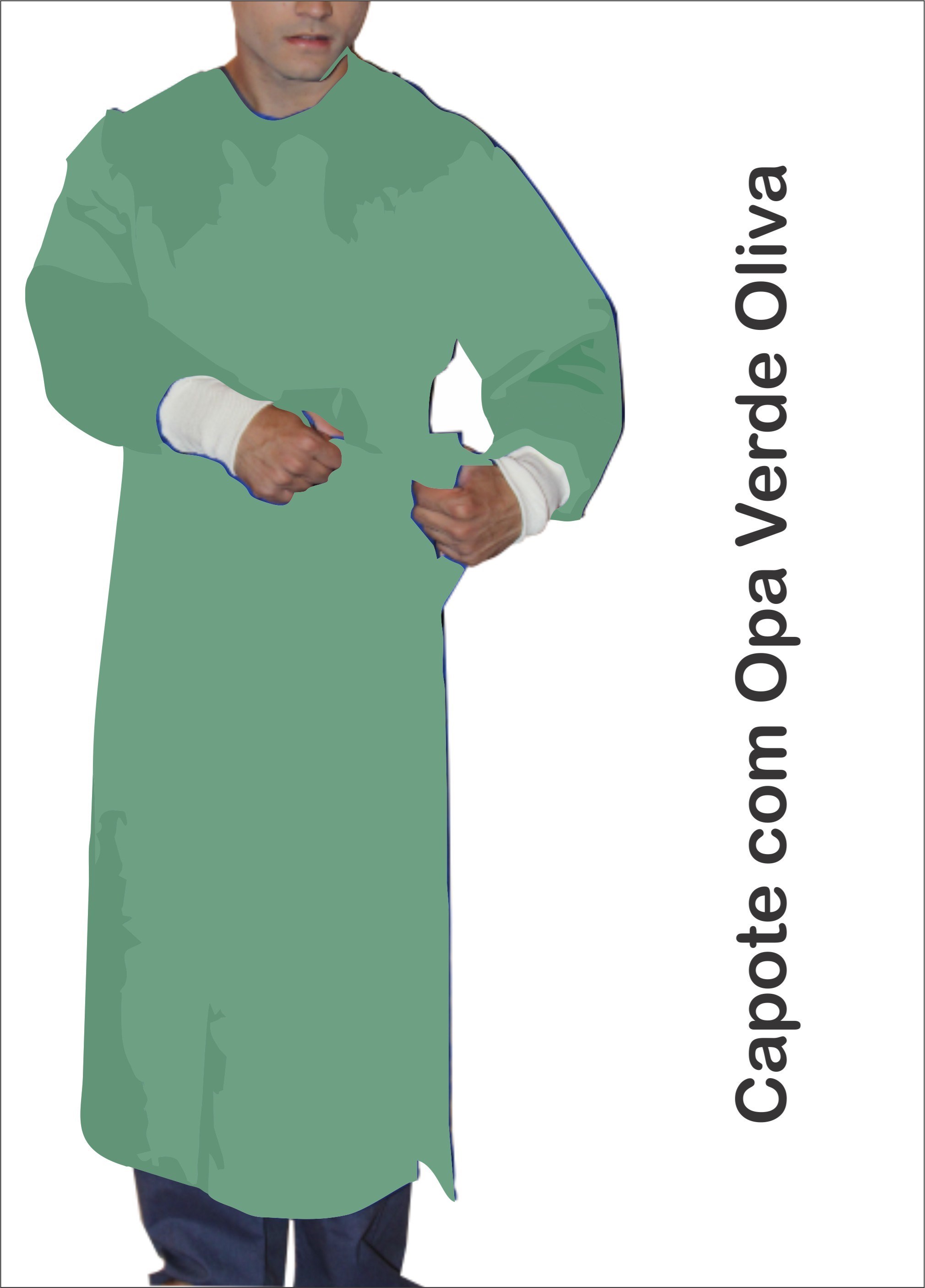 Capote Cirúrgico com Opa - Verde Oliva - Brim Pesado - 250 grs/ m²  - G