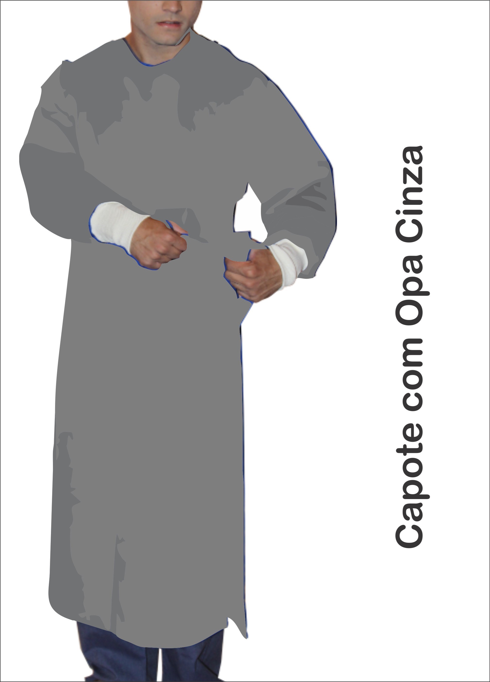 Capote Cirúrgico com Opa - Cinza - Brim Leve - 200 grs/m²  - G