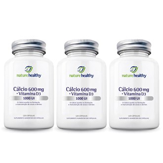 Kit c/ 3 Cálcio 600mg + Vitamina D3 1000UI