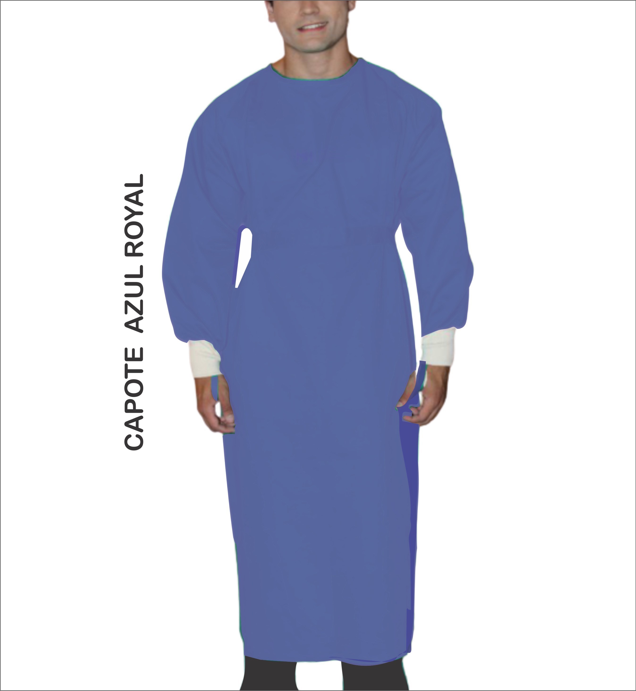 Capote Cirúrgico sem Opa - Azul Royal - Brim Leve - 200 grs/ m²  - Sarja - 3x1 - Misto - M