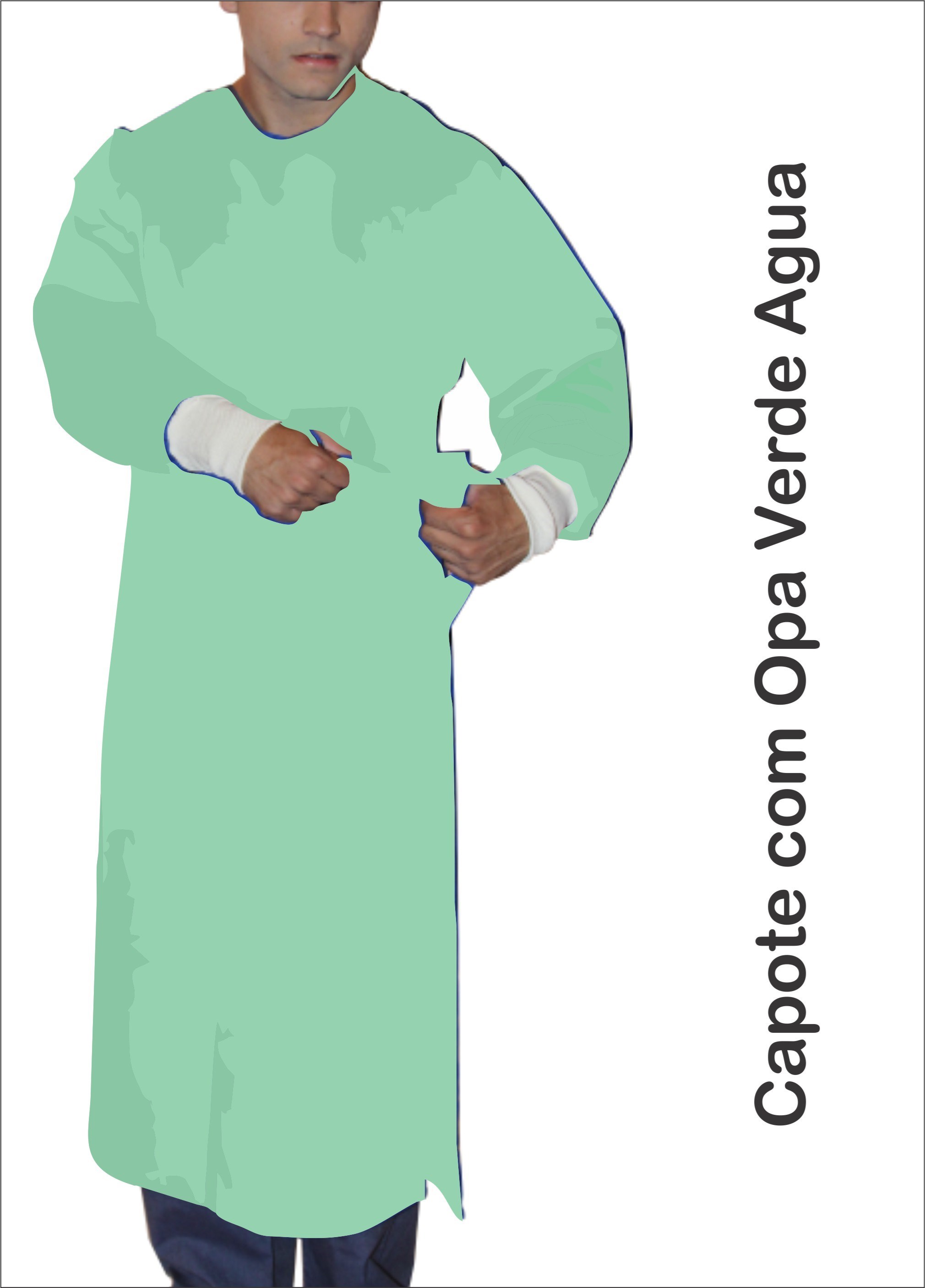 Capote Cirúrgico com Opa - Verde Claro - Brim Pesado - 250 grs/ m²  - M