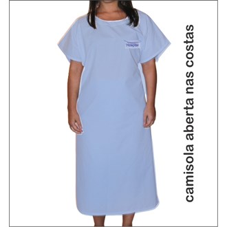 Camisola aberta nas Costas - 140 Fios - Azul Claro - Percal/Cretone - GG